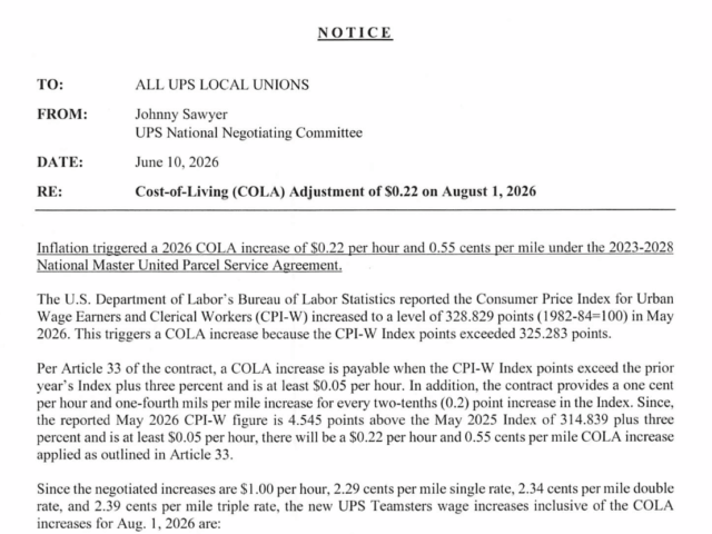TO: ALL UPS LOCAL UNIONS